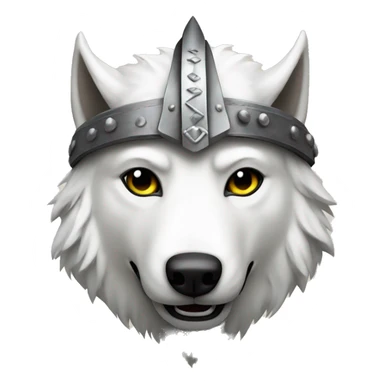 White wolf wearing a viking helmet sticker