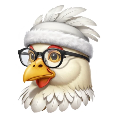 chicken wearing a hat and glasses sticker