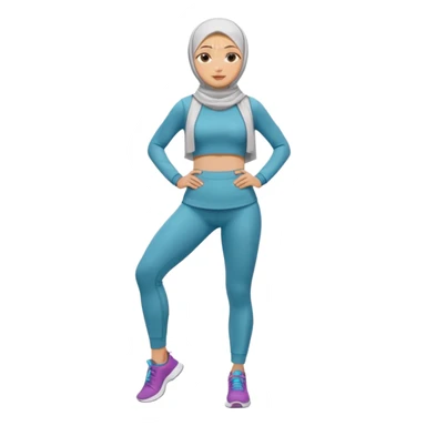 High resolution full body of a girl wearing a hijab and is a fitness trainer sticker