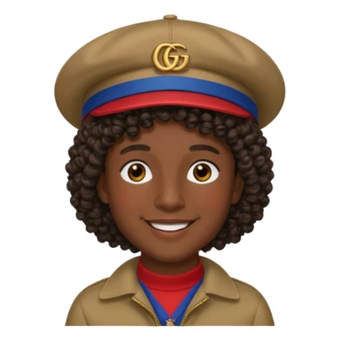 Menino Moreno com cabelo cacheado de boné da gucci  sticker