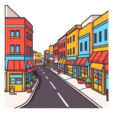 busy street with shops sticker