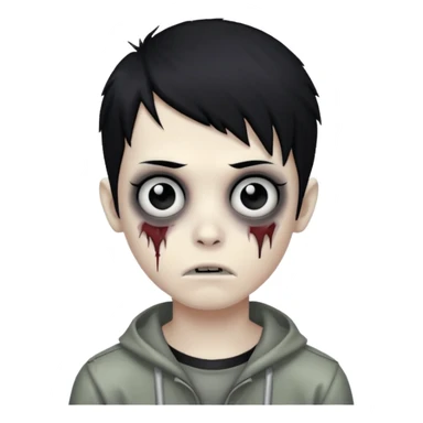 emo zombie boy with black hair sticker