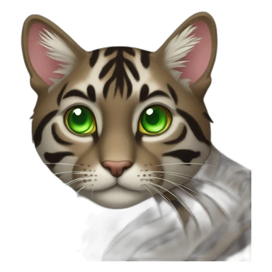 Dark Brown Tiger cat with green eyes and hearts of love sticker