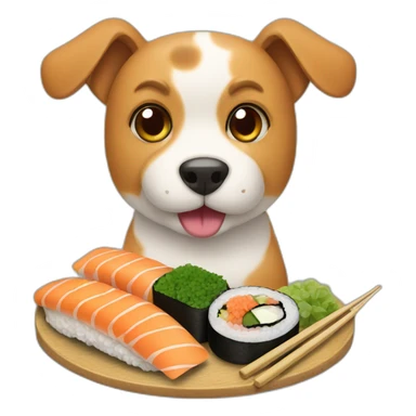 cartoon dog in sushi sticker