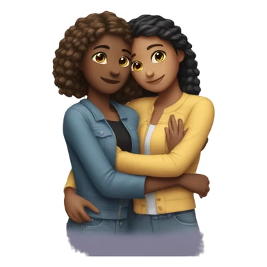 2 girl best friends hugging each other sticker
