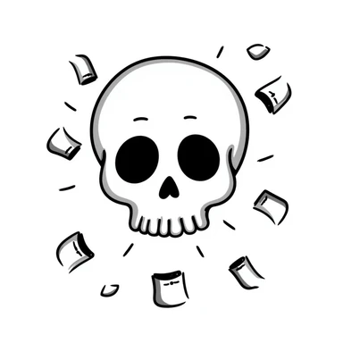 exploded skull, hand drawn doodle style sticker