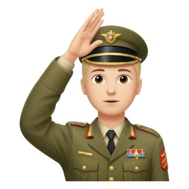 Solider giving a Roman salute with his hand held high and straight diagonally upward viewed from the side sticker