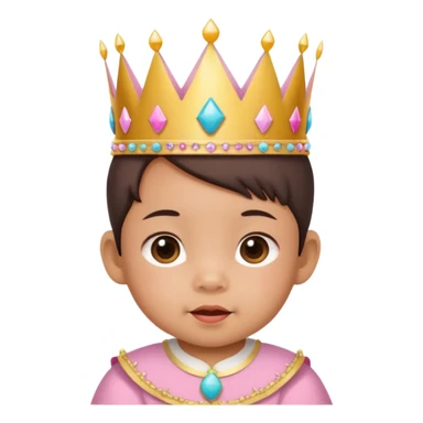 asian baby wearing birthday crown sticker
