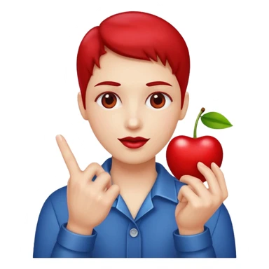 Holding a cherry between two fingers sticker