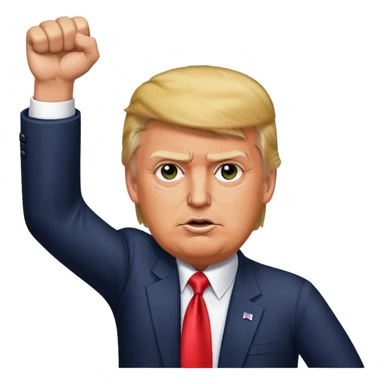 donald trump's fist held high in the air with fully extended arm after assassination attempt sticker