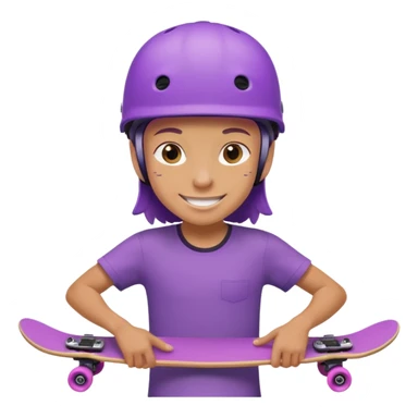 skater with skateboard and purple helmet sticker