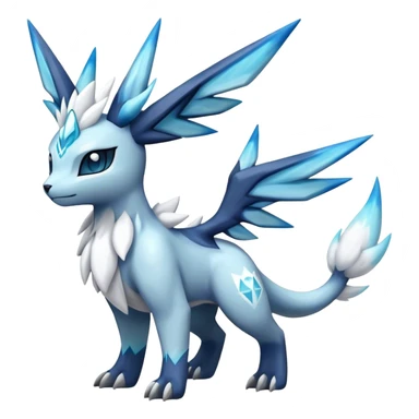 Fluffy ethereal celestial Kyurem-Glaceon-dialga-hybrid, full body sticker