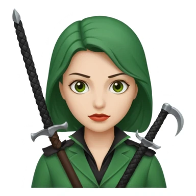 female executioner in green suit sticker