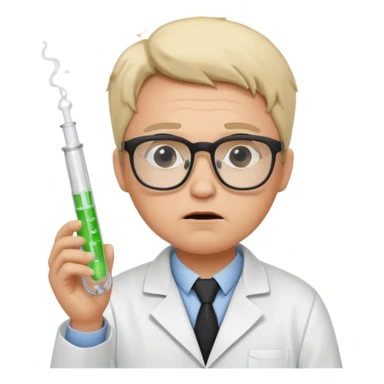 Frowns with Glasses,  Disappointed Scientist: Lab coat, thin glasses, holding test tube, upset expression
 sticker