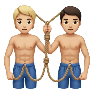 two people pulling on opposite ends of a rope, struggling sticker