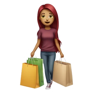 Long Burgundy haired girl, shopaholic, carrying a lot of shopping bags sticker