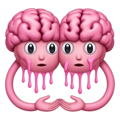 Two melting brains holding hands sticker