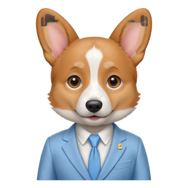 perrita caricatura gorgi gales ejecutiva con ropa celeste claro mujer tipo entrevistadora sticker