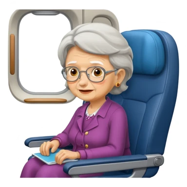 old woman passanger in plane seat sticker