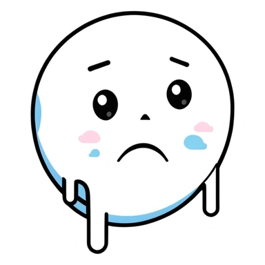Sad crying face with tears streaming down sticker