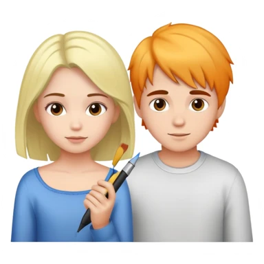 a boy and a girl colouring their hair  sticker
