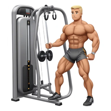 standing bodybuilder hip abduction cable machine exercise sticker
