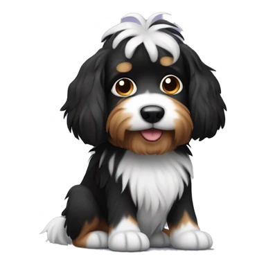 Shaggy black and white small dog sticker