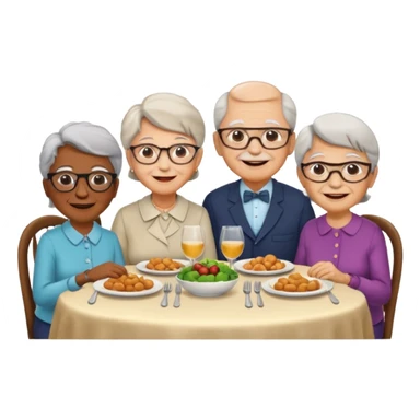 4 elderly people having dinner sticker