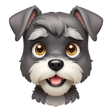 Cinematic Comical Miniature Schnauzer Portrait Emoji, Head tilted dramatically with a comically shocked expression and large, animated eyes, featuring a sharply defined salt-and-pepper fur with exaggerated, humorous eyebrows, simplified yet hilariously detailed, glowing with a bold, playful radiance, high shine, exuding a spirited and cheeky charm, styled with a soft glowing outline, capturing the essence of a Miniature Schnauzer that appears ready to dash into a burst of comic energy! sticker