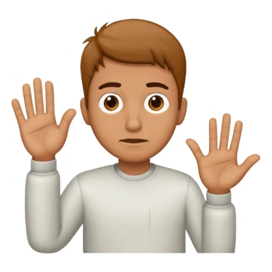 Confused guy with a 6 above his left hand and a 7 above his right hand sticker