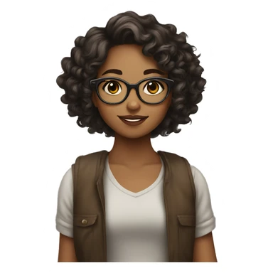 girl with glasses, short curly hais tha loves cats sticker