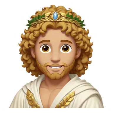 Cinematic Realistic Hercules Portrait, head tilted playfully and inquisitively, showcasing a blend of legendary power and youthful charm with the refined features of Michelangelo's David. His light tan, sculpted skin and thick, curly, golden brown hair—styled with wild majesty—evoke the spirit of the lion-wrestling Hercules. Clad in a softly draped white robe with subtle golden details and adorned with a Greek laurel wreath, his expressive eyes and warm smile capture an approachable yet formidable hero, bathed in gentle natural lighting. sticker