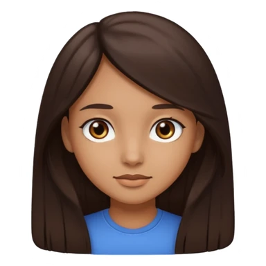 emoji of a girl with long dark brown hair, dark brown eyes, and light brown skin sticker