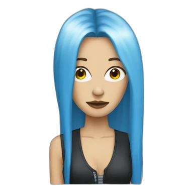 white punk jazz singer with blue straight long hair, woman, 43 years old sticker