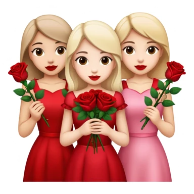 3 pretty girls on Valentine’s Day  sticker