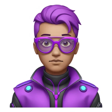 Cyberpunk man head 3d puruple glasses sticker