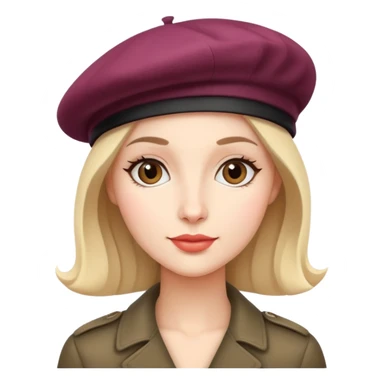 Parisian woman wearing a beret hat sticker