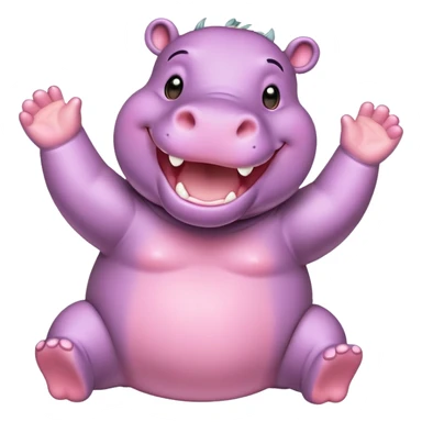 an cheering Happy hippo sticker