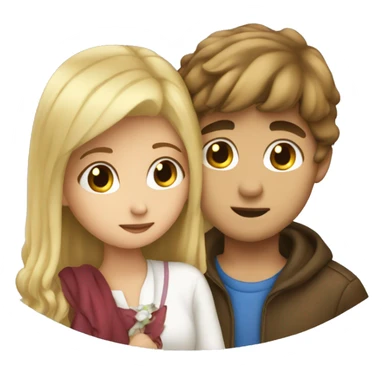 brown hair boy kissing blonde girl  sticker