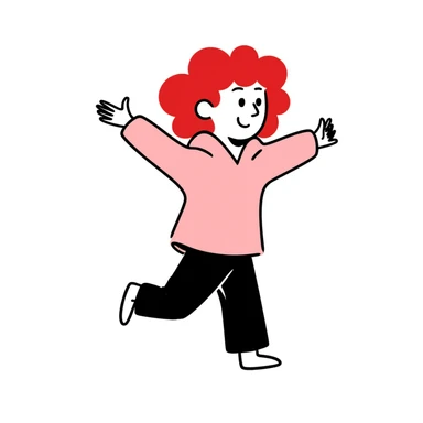 a girl with red curls and a pink hoodie sticker