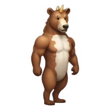 a bear with half horse half human body wearing a unicorn horn sticker
