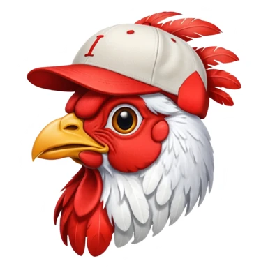 rooster with baseball cap sticker