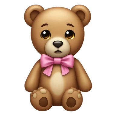 Teddy bear wearing a bow sticker