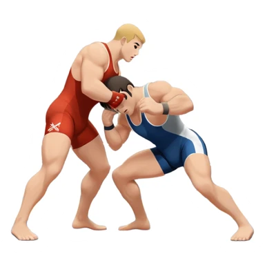An icon representing freestyle wrestling, with two athletes engaged in a dynamic struggle on the mat. One wrestler attempts a takedown while the other counters, showcasing agility and technique. The background features a stylized wrestling ring with minimal design elements, emphasizing the action.  sticker