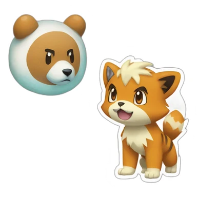 Pokemon growlithe and oshawott sticker