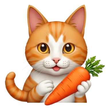 Cat eating carrot sticker
