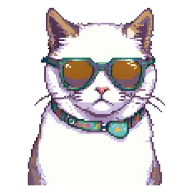 cat wearing sunglasses, simple, cute sticker
