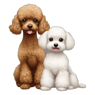Brown toy poodle next to white Maltese sticker