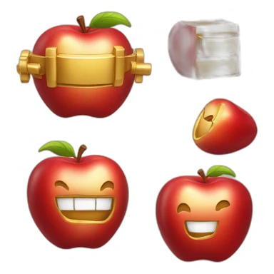 smiling red apple gold ingots sticker