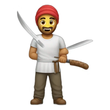 Rahim  avec un couteau sticker